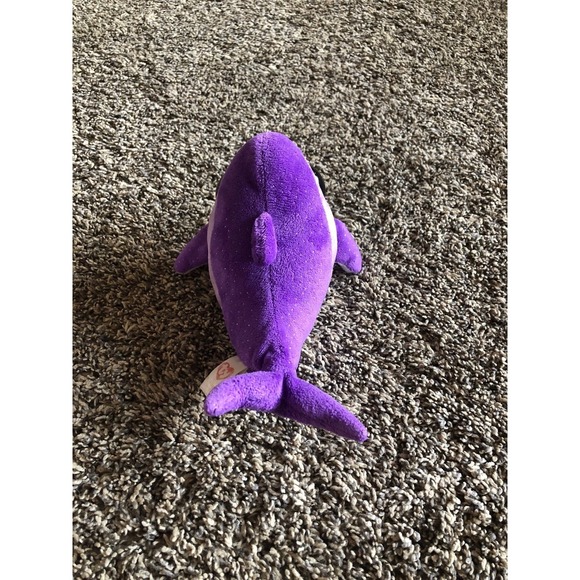 TY Beanie Boos FLIPS DOLPHIN Purple Plush 8" Stuffed Glitter Eyes Used OCEAN - Picture 4 of 5